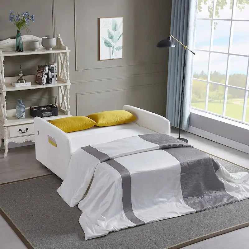 Gray Convertible Sofa Bed for 2 with USB Port