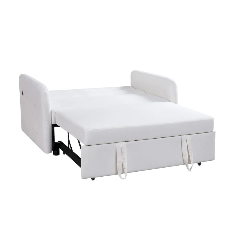 Gray Convertible Sofa Bed for 2 with USB Port