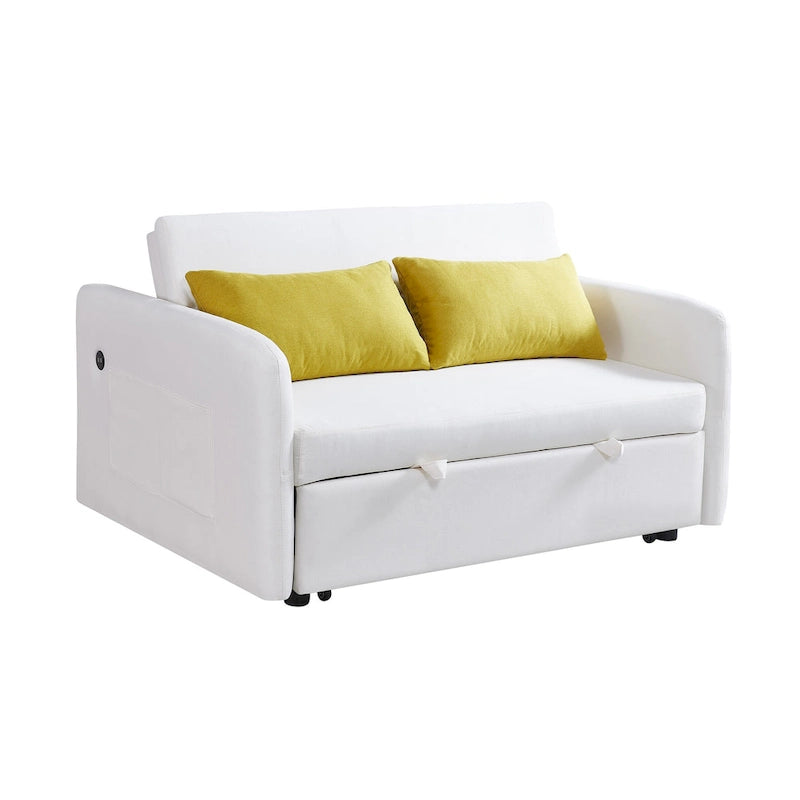 Gray Convertible Sofa Bed for 2 with USB Port