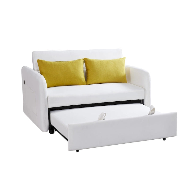 Gray Convertible Sofa Bed for 2 with USB Port