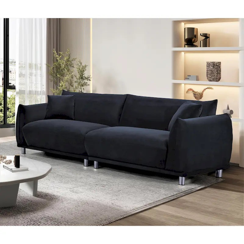 88.2" Velvet Sofa with Metal Legs - 3 Seater