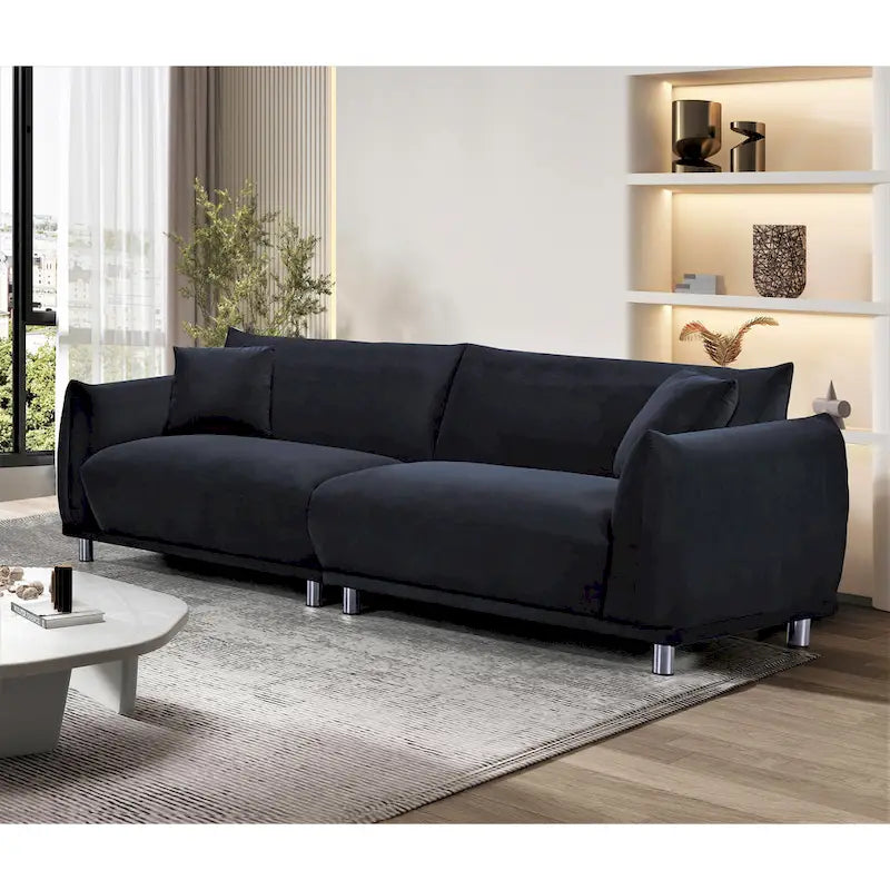 88.2" Velvet Sofa with Metal Legs - 3 Seater