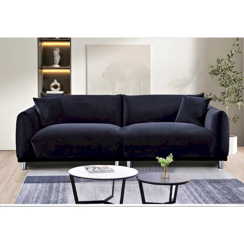 88.2" Velvet Sofa with Metal Legs - 3 Seater