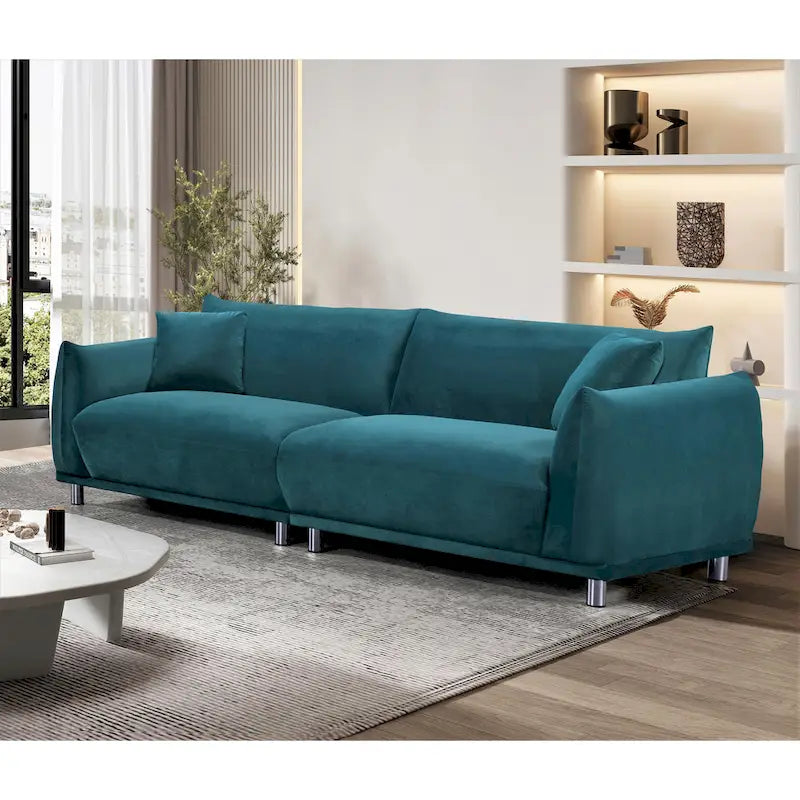 88.2" Velvet Sofa with Metal Legs - 3 Seater