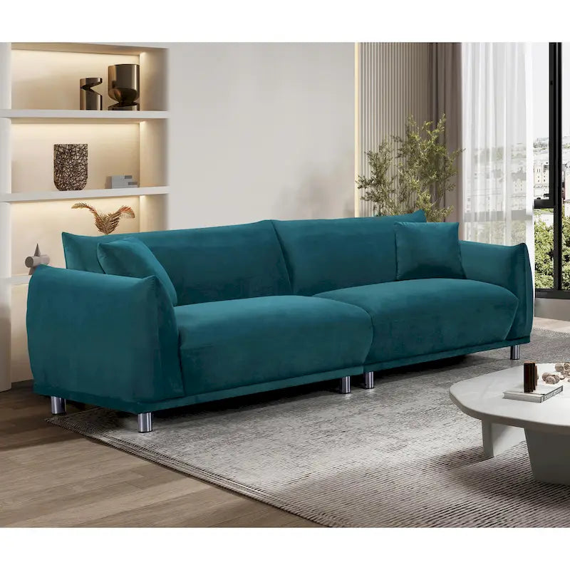 88.2" Velvet Sofa with Metal Legs - 3 Seater
