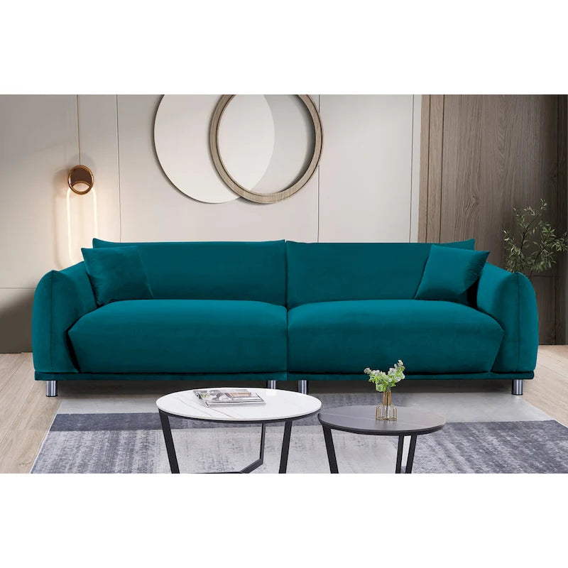 88.2" Velvet Sofa with Metal Legs - 3 Seater
