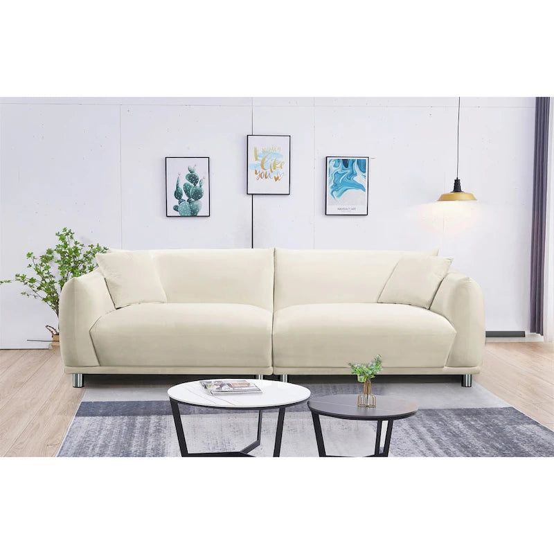 88.2" Velvet Sofa with Metal Legs - 3 Seater