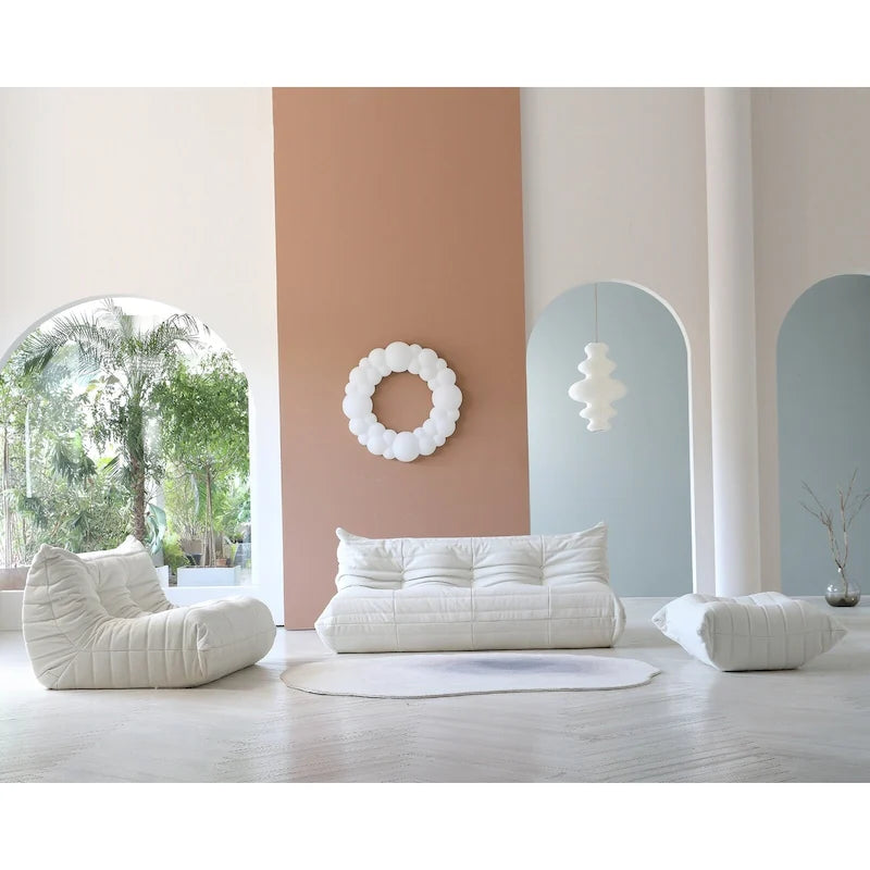 Teddy Velvet Floor Sofa Set - 2-3 Seater with Ottoman