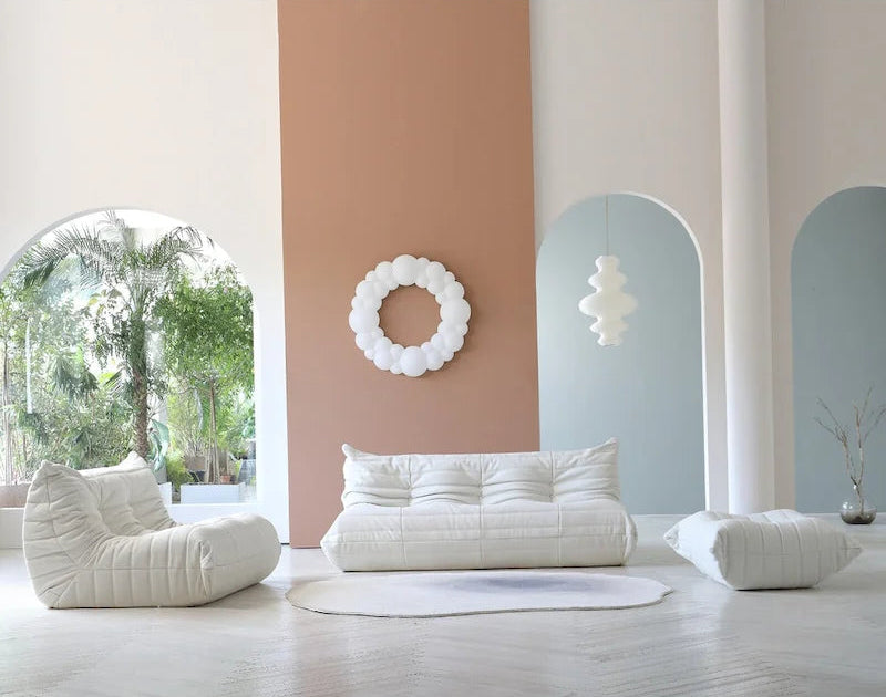 Teddy Velvet Floor Sofa Set - 2-3 Seater with Ottoman