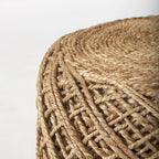 Mercana Allium Brown Woven Wool Round Pouf