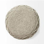 Mercana Allium Brown Woven Wool Round Pouf