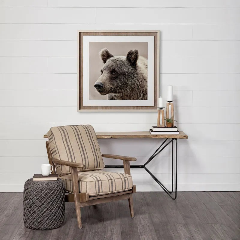 Mercana Allium Brown Woven Wool Round Pouf