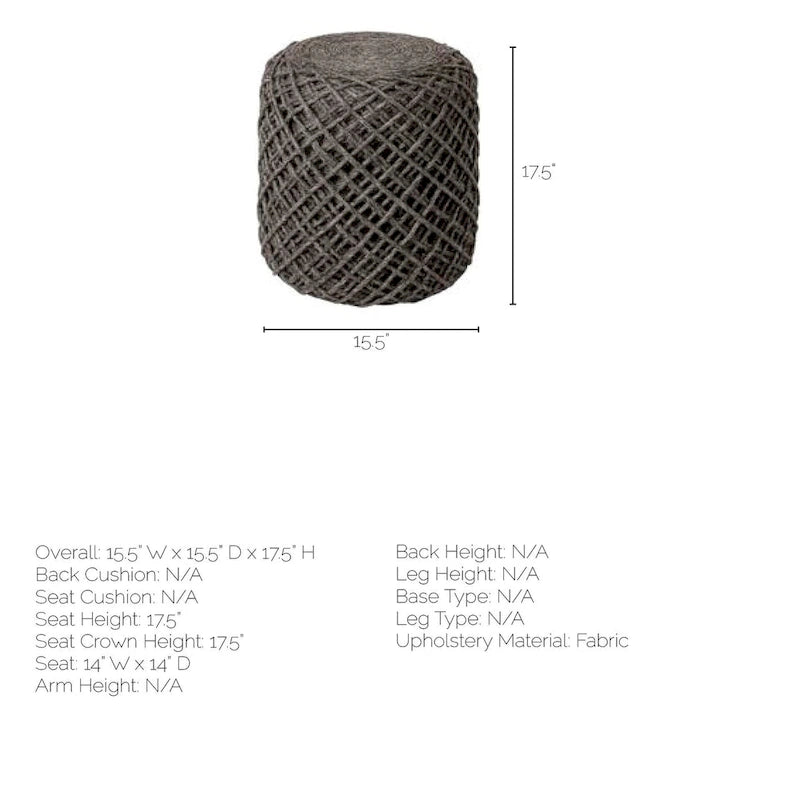 Mercana Allium Brown Woven Wool Round Pouf