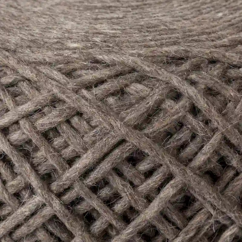 Mercana Allium Brown Woven Wool Round Pouf
