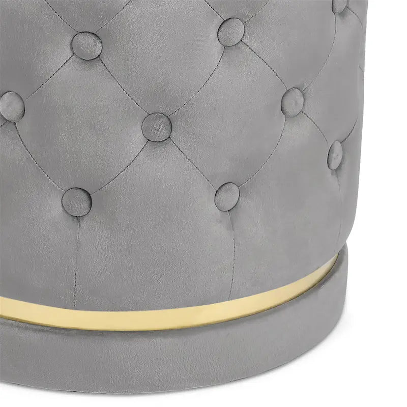 Adeco 18.3 Height Button Tufted Upholstered Round Ottoman