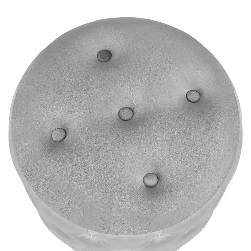 Adeco 18.3 Height Button Tufted Upholstered Round Ottoman