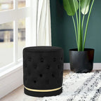 Adeco 18.3 Height Button Tufted Upholstered Round Ottoman