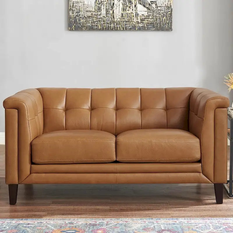 Hydeline Arvo Top Grain Leather Sofa Loveseat and Chair Set with Feather, Memory Foam and Springs