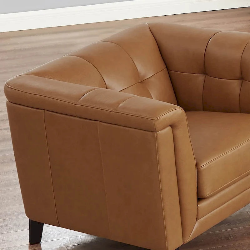Hydeline Arvo Top Grain Leather Sofa Loveseat and Chair Set with Feather, Memory Foam and Springs