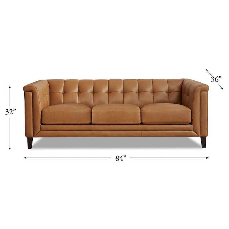 Hydeline Arvo Top Grain Leather Sofa Loveseat and Chair Set with Feather, Memory Foam and Springs