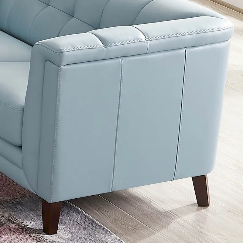 Hydeline Arvo Top Grain Leather Sofa Loveseat and Chair Set with Feather, Memory Foam and Springs