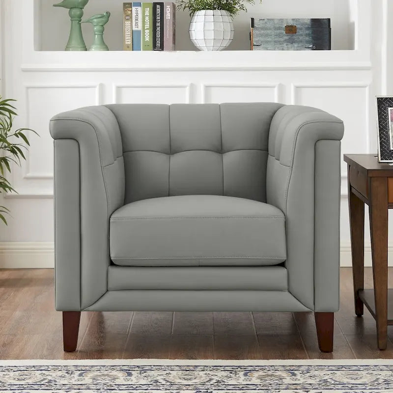 Hydeline Arvo Top Grain Leather Sofa Loveseat and Chair Set with Feather, Memory Foam and Springs