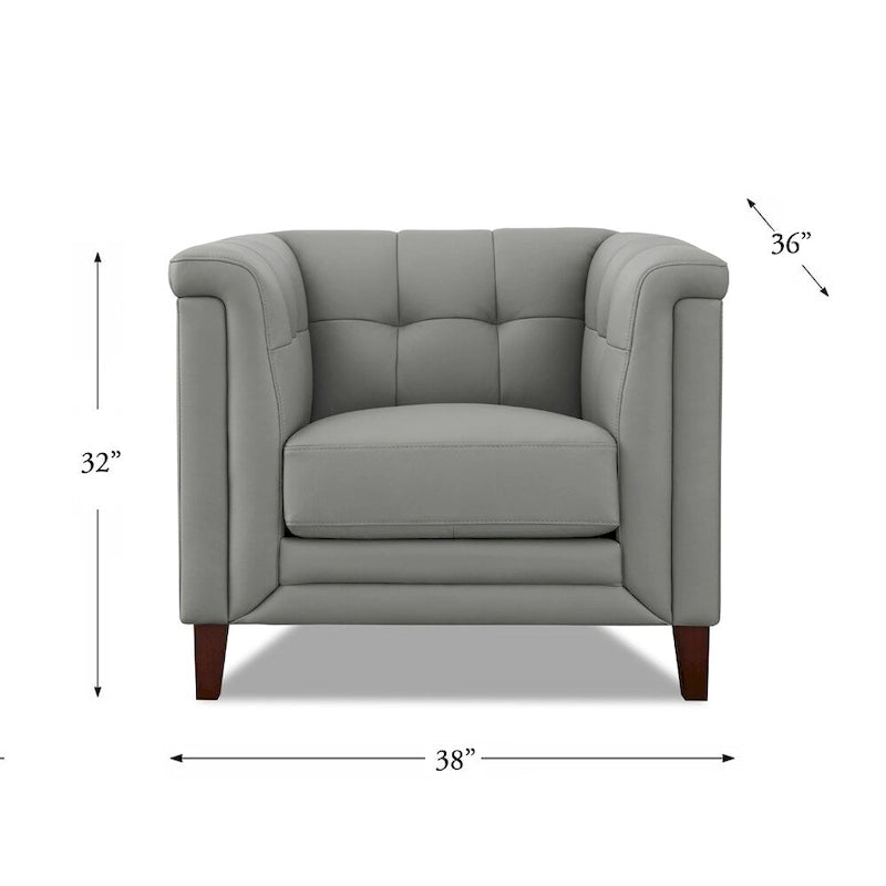 Hydeline Arvo Top Grain Leather Sofa Loveseat and Chair Set with Feather, Memory Foam and Springs