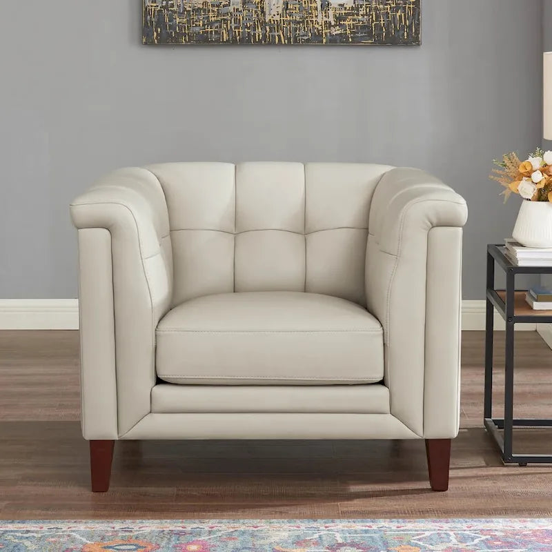 Hydeline Arvo Top Grain Leather Sofa Loveseat and Chair Set with Feather, Memory Foam and Springs