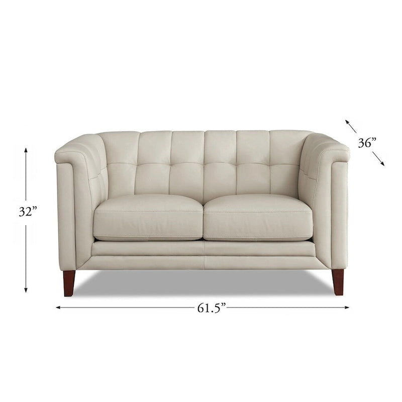 Hydeline Arvo Top Grain Leather Sofa Loveseat and Chair Set with Feather, Memory Foam and Springs