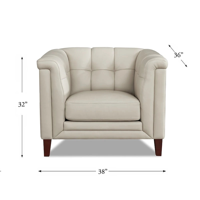 Hydeline Arvo Top Grain Leather Sofa Loveseat and Chair Set with Feather, Memory Foam and Springs