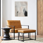 Glitzhome Modern PU Leather Tufted Accent Chair with Ottoman Set