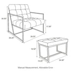 Glitzhome Modern PU Leather Tufted Accent Chair with Ottoman Set