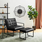 Glitzhome Modern PU Leather Tufted Accent Chair with Ottoman Set