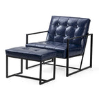 Glitzhome Modern PU Leather Tufted Accent Chair with Ottoman Set