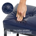 Glitzhome Modern PU Leather Tufted Accent Chair with Ottoman Set