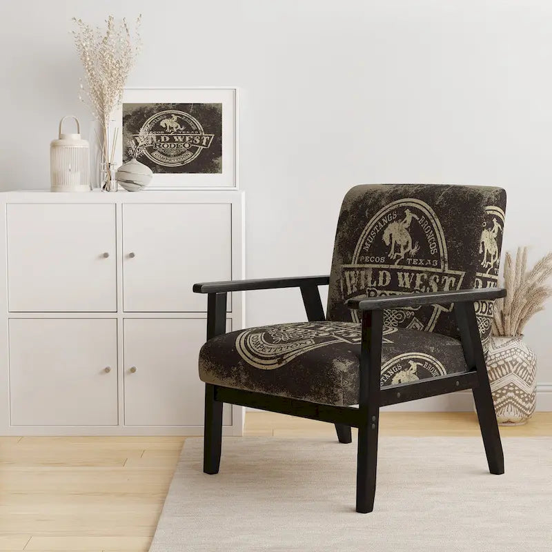 Designart Wild West Rodeo Sedia da accento contemporanea in stile rustico rivestita – Poltrona con braccioli