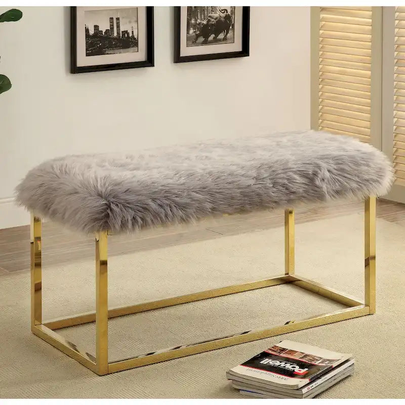Panca da ingresso Tula Contemporary in metallo da 40 pollici di Furniture of America