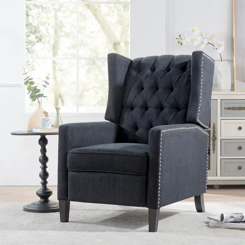 27 Wide Upholstered Manual Recliner, Wing Sofa Chair with Wood Legs