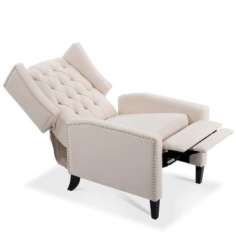 27 Wide Upholstered Manual Recliner, Wing Sofa Chair with Wood Legs