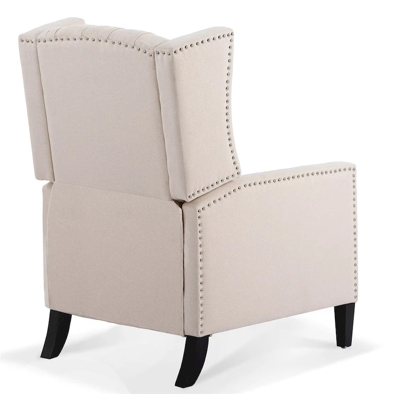 27 Wide Upholstered Manual Recliner, Wing Sofa Chair with Wood Legs