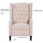 27 Wide Upholstered Manual Recliner, Wing Sofa Chair with Wood Legs