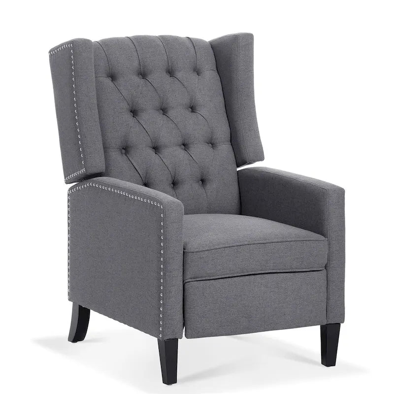 27 Wide Upholstered Manual Recliner, Wing Sofa Chair with Wood Legs