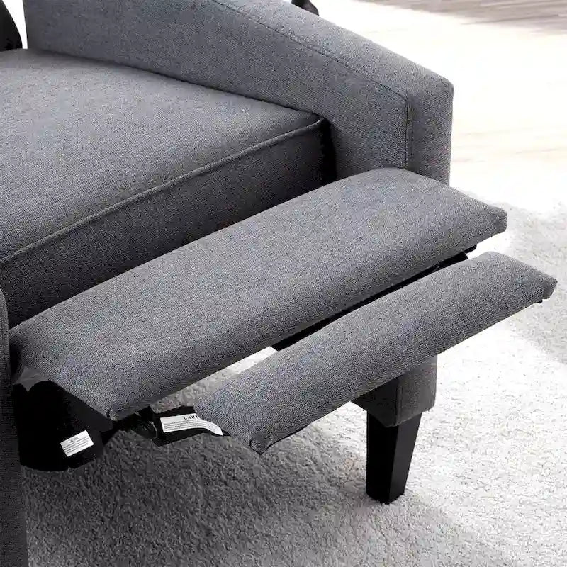27 Wide Upholstered Manual Recliner, Wing Sofa Chair with Wood Legs