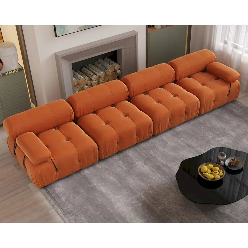 138 Convertible Modular Sectional Sofa, Luxury Modern 4-Seat Wide Couch Sectional for Living Room Bedroom Office Apartment