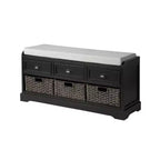 Storage Bench, Wooden Storage Bench Organizer with 3 Drawers and 3 Baskets, Entryway Shoe Bench with Cushion for Living Room, Hallway, Entryway