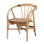 Baxton Studio Kyoto Modern Bohemian Natural Brown Finished Wood and Rattan 5-Piece Dining Set