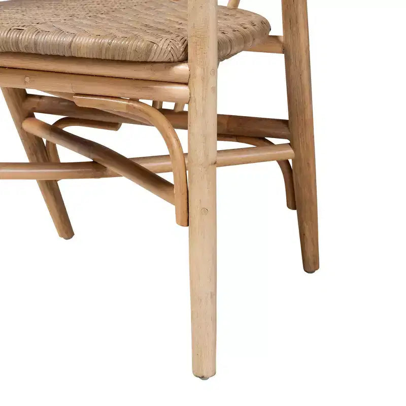 Baxton Studio Kyoto Modern Bohemian Natural Brown Finished Wood and Rattan 5-Piece Dining Set