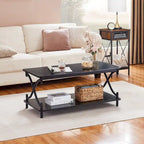 3-Piece Coffee Table Set - Brown/Black X-Cross Design for Living Room