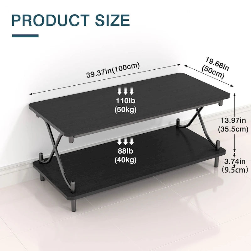 3-Piece Coffee Table Set - Brown/Black X-Cross Design for Living Room