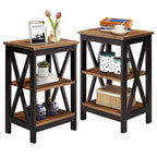 3-Piece Coffee Table Set - Brown/Black X-Cross Design for Living Room